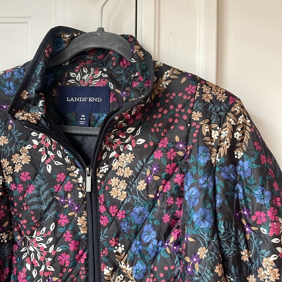 Lands' End Floral Quilted Women's Jacket Coat Puffer - Picture 4 of 5